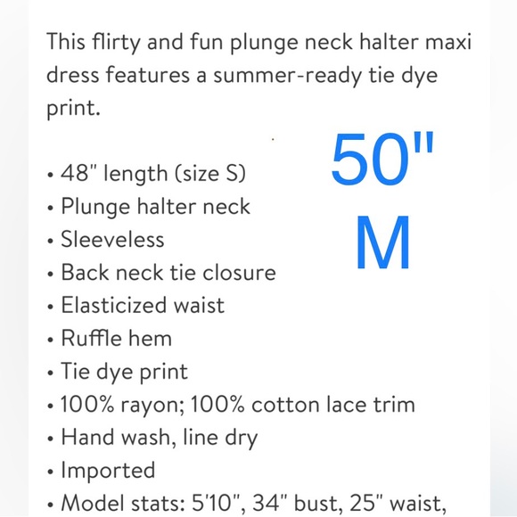 TIE DYE MAXI Dress Cover Up Blue Gray Hi Low Smocked Halter Long Ties WORN ONCE - Picture 13 of 13